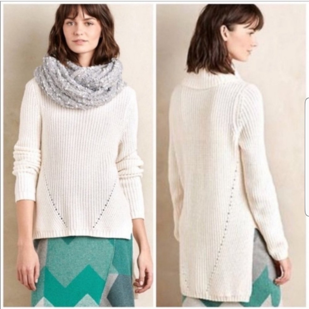 Anthropologie Moth Turtleneck Hi Low Knit Sweater